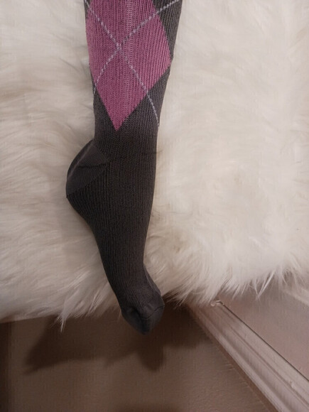 Knee High Socks In Argyle Pattern In Gray and Pink Size S/M - Picture 12 of 12
